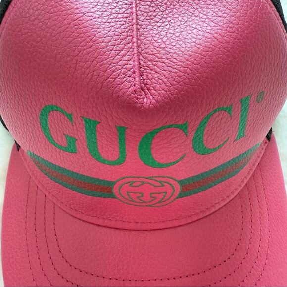 GUCCI grained calfskin logo print hat Authentic - Picture 2 of 6